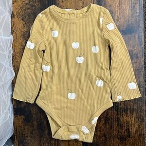 Little Co. Apples Long Sleeve Ribbed Onesie